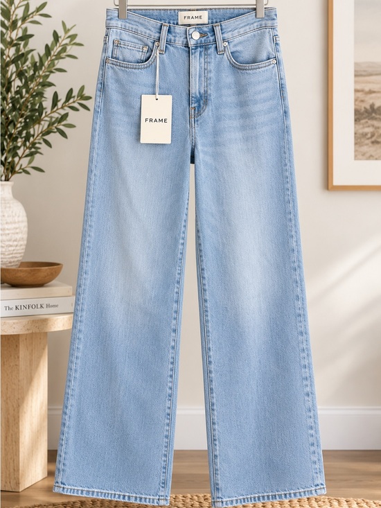 Frame Denim Denim - FRAME The High Rise Wide Jeans Size 29 NWT Temper Light Wash Wide Leg Denim